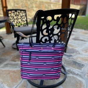 KATE SPADE JAE NYLON LIP PRINT LARGE TOTE BAG  PINK MULTI